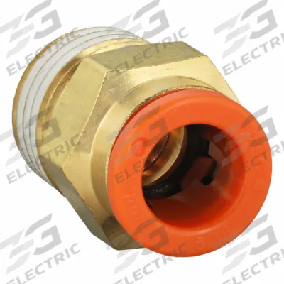 SMC Push-Fit Adapter Fitting: 5/16 in OD x 1/4 in Pipe Size, Push-to-Connect x MNPT - Polybutylene & Brass Tube Fittings