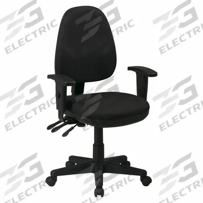 OFFICE STAR Office Chair: Ht, Black, Fabric Material, 19 1/4 in Back Ht - Adjustable-Arm Office Chairs