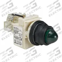 SCHNEIDER ELECTRIC Pilot Light: 30 mm Panel Mounting Size, Green, LED, 9001SK Series (MPN 9001SKT38LGG9). Key specifications — Series: 9001SK; Brand: SCHNEIDER; Includes Push-To-Test: Push-To-Test Included.