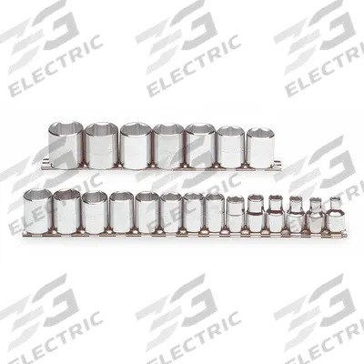 PROTO Socket Set: 3/8 in Drive, 21 Piece, 6-Point, Metric - SAE & Metric Socket Sets