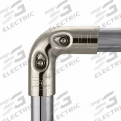 FLEXPIPE Round Angle Joint Set: Round Joint Set, Corner, Silver, Hot Rolled Steel, 1 3/8 in Lg (MPN HJ-90NP-HW). Key specifications — Includes: Hardware; Product Type: Round Joint Set; Brand: FLEXPIPE; Finish: Chrome; Material: Hot Rolled Steel.