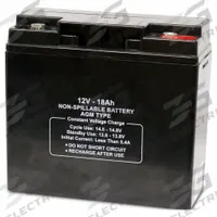 APPROVED VENDOR Sealed Lead Acid Battery: 12V DC, 18 Ah Capacity, 6.6 in Ht, 7.75 in Wd, 3.06 in Dp (MPN 2UKH6). Key specifications — Terminal Connection: M6 Threaded Receptacle; Battery Cycle Type: Deep Cycle; Brand: APPROVED VENDOR; Housing Material: Flame Retardant ABS.