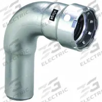 VIEGA MEGAPRESS Crimp Elbow Fitting: 1/2 in Pipe x 1/2 in Pipe Size, Press-fit x FTG, FKM (MPN 91725). Key specifications — Brand: VIEGA MEGAPRESS.