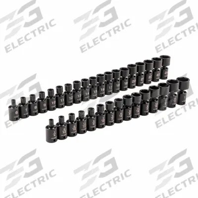 TEKTON Flex Impact Socket Set: 3/8 in Drive Size, 34 Pieces, (0) 6-Point - SAE & Metric Flex Impact Socket Sets