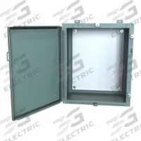 HAMMOND Electrical Enclosure: Steel, 24 in x 20 in x 12 in, NEMA 12/13/3R/4, w/Panel, Solid Cover (MPN 1418N4E12). Key specifications — Closure Method: Clamps; Brand: HAMMOND; Knockouts: Not Included.