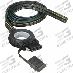 HOPKINS TOWING SOLUTIONS Flat Electric Connector: 4-Way, PVC, 16 ga Wire Gauge, Dust Cover/Grease (MPN 48044)