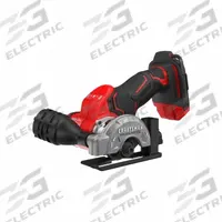 CRAFTSMAN Cut-Off Tool: 3 in Wheel Dia, Trigger, Brushless Motor, 20V DC, Pistol Grip, V20* (MPN CMCM300B). Key specifications — attr1255492: Pistol Grip; attr1255496: Parallel to Handle; attr1255502: Yes; attr1255547: Trigger.