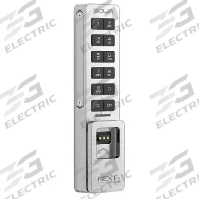 SOLA Electronic Keyless Lock: Brushed Nickel, Cam Latch, 5 1/4 in Body Ht, 1 1/4 in Body Wd - Electronic Keypad Cabinet & Locker Locks