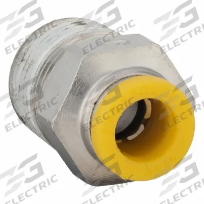 PARKER Push-Fit Adapter Fitting: 6 mm OD x 1/8 in Pipe Size, Push-to-Connect x BSPT - Nickel-Plated Brass Tube Fittings