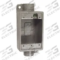 HUBBELL KILLARK Device Box: Iron, Rectangular, 1 Gangs, 1 in Hub Size, 28.5 cu in Capacity, Gray (MPN FDC-3M). Key specifications — Color: Gray; Brand: HUBBELL KILLARK.