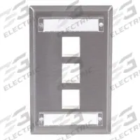 HUBBELL PREMISE WIRING Wall Plate: Gray, 1 Gang, 3 Port, Flat Module, Stainless Steel, Vertical (MPN SSFL13). Key specifications — Brand: HUBBELL PREMISE WIRING; Material: Stainless Steel; Color: Gray; Compatible Connector Type: Keystone Jack Modules; Outlet Orientation: Vertical; Module Style: Flat.