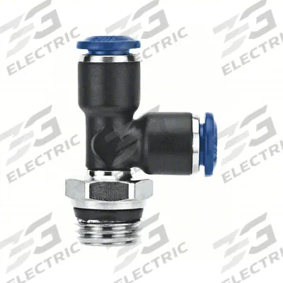AIGNEP USA Push-Fit Tee Fitting: 5/16 in OD x 5/16 in OD x 1/8 in Pipe Size, Nylon - Nylon & Nickel-Plated Brass Tube Fittings