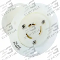 HUBBELL Locking Receptacle: Non-NEMA, White, 125/250V AC, 20 A Current Rating, 3 Poles, 3 Wires (MPN HBL3326C). Key specifications — Brand: HUBBELL.