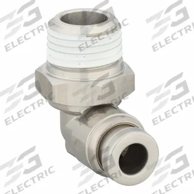 SMC Push-Fit Elbow Fitting: 5/32 in OD x 1/8 in OD Size, Push-to-Connect x MNPT - Stainless Steel Tube Fittings