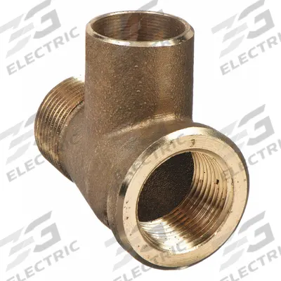 NIBCO Sweat Fitting Tee: 3/4 in Pipe x 3/4 in Pipe x 3/4 in CTS, FNPT x MNPT x Cup - Low-Lead Cast Copper & Bronze Tube Fittings