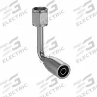 PARKER Hydraulic Crimp Fitting: Steel x Steel, 90° Long Elbow, -6 For Hose Dash Size, JIC x Crimp (MPN 14143-8-6). Key specifications — Fitting Gender: Female x Genderless; Fitting Connection Type: JIC x Crimp; Thread Size: 3/4"-16; For Hose Dash Size: -6; Brand: PARKER.