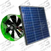 Attic Exhaust Fan: Gable Mount, Solar, Max. 2,600 sq ft Attic, 1,217 cfm Max., Thermostat (MPN AFG SLR-40W). Key specifications — Includes: 40 Watt Solar Panel; Includes Humidistat: No; Includes Shutter: No; Includes Thermostat: Yes; Mounting Location: Gable; Nameplate Voltage: 120V AC; High-Efficiency Motor: Yes; Brand: QUIETCOOL.