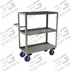 APPROVED VENDOR Utility Cart: 1,200 lb, 36 in L x 18 in W Shelf, 3 Shelves, Silver, Flat (MPN SRSC1618363ALU6PU). Key specifications — Caster/Wheel Configuration: (2) Swivel with Brake; Brand: APPROVED VENDOR; Caster Wheel/Tread Material: Polyurethane.