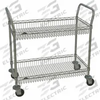 METRO Wire Shelf Utility Cart: 375 lb, 2 Shelf, 36 in L x 18 in W x 38 in H Dim, Silver, Flat (MPN H3C-2,CC9744A-4,2,4LD-4). Key specifications — Shelf Orientation: Flat; Caster/Wheel Configuration: (4) Swivel; Finish: Chrome; Brand: METRO.