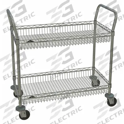METRO Wire Shelf Utility Cart: 375 lb, 2 Shelf, 36 in L x 18 in W x 38 in H Dim - Utility Carts with Deep Lipped Wire Shelves