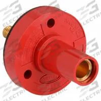 Single Pole Receptacle: Red, Straight Taper Nose Mating, Threaded Stud Termination, 600V AC/600V DC (MPN HBL15FRSR). Key specifications — Series: 15; Receptacle Gender: Female; Brand: HUBBELL.
