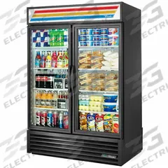TRUE REFRIGERATION Refrigerated Merchandiser: 78 1/2 in x 54 1/8 in x 32 1/8 in, Black, Swing (MPN GDM-49RL-HC~TSL01). Key specifications — attr1277723: TRUE REFRIGERATION; attr1277683: R-290; attr1277688: Swing; attr1277691: Yes; attr1277694: Black; attr1280729: GDM.