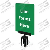 TENSABARRIER Acrylic Sign: Green, Line Forms Here Message, 11 in Overall Lg, 7 in Overall Wd (MPN S17-P-28-7X11-V-HDSB-1701-33). Key specifications — Brand: TENSABARRIER; Color: Green; Includes: Mounting Adapter; Message: Line Forms Here; For Use With: Tensabarrier Posts; Material: Acrylic.