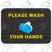 PIG Floor Sign Mat: Please Wash Your Hands, 2 ft x 17 in, 2 ft Overall Wd, 17 in Overall Lg, 4 PK (MPN GMM21001-BK)