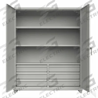 STRONG HOLD Storage Cabinet: 60 in x 24 in x 75 in, Swing Handle & Padlock Hasp - Industrial Shelf Cabinets with Drawers