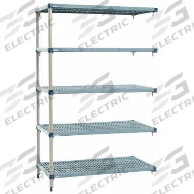 METRO Shelf Plastic Industrial Shelving (5): 24 in x 36 in, 74 in Overall Ht - Quick-Adjust Antimicrobial Stationary Plastic Shelving
