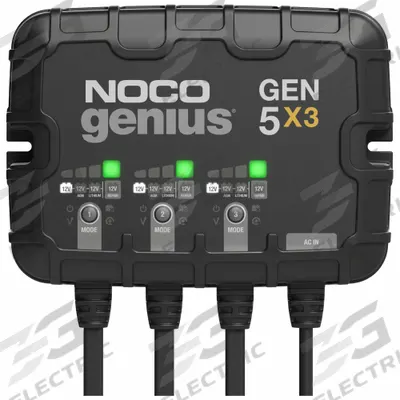 NOCO Battery Charger: Charging, Auto, For AGM/CA/EFB/Gel/Lead Acid/Lithium/MF/Wet Cell - Mounted Battery Chargers