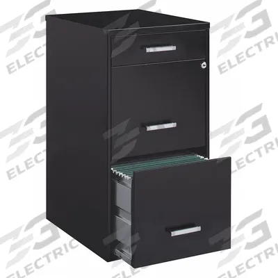 SPACE SOLUTIONS Vertical File Cabinet: Black, 3 Drawers, 27 3/8 in Overall Ht - Vertical File Cabinets