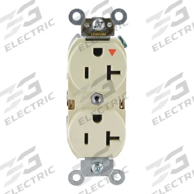 LEVITON Receptacle: Duplex, 5-20, Ivory, 125V AC, 20 A, 2 Pole / 3 Wire (MPN 5362-IGI) - General Purpose Receptacles
