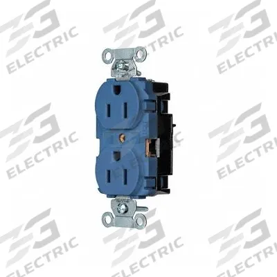 HUBBELL Receptacle: Duplex, 5-15, Blue, 125V AC, 15 A, 2 Pole / 3 Wire (MPN BR15STBL) - General Purpose Receptacles