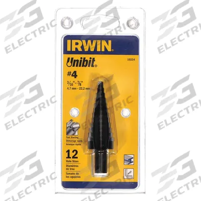 IRWIN Step Drill Bit: 3/16" to 7/8", Black Oxide HSS - High-Speed Steel Step Drill Bits