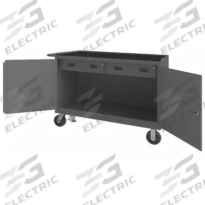 DURHAM MFG Mobile Cabinet Workbench: 48 in x 24 in, Rubber, 3,600 lb Overall Load Capacity - Mobile Cabinet Benches with Drawers