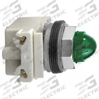 SCHNEIDER ELECTRIC Pilot Light: 30 mm Panel Mounting Size, Green, Incandescent, 9001K Series (MPN 9001KP38G9). Key specifications — Series: 9001K; Brand: SCHNEIDER; Includes Push-To-Test: No Push-To-Test Included.