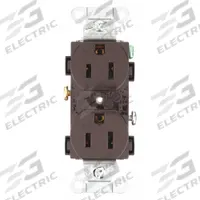 BRYANT Receptacle: Duplex, 5-15, Brown, 125V AC, 15 A, 2 Pole / 3 Wire (MPN CRS15)