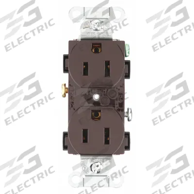 BRYANT Receptacle: Duplex, 5-15, Brown, 125V AC, 15 A, 2 Pole / 3 Wire (MPN CRS15) - General Purpose Receptacles