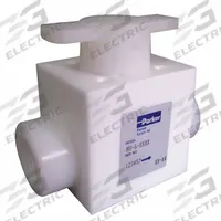 PARKER Manual Two-Way Ball Valve: 1/4 in, PTFE, Straight Valve Body, FNPT x FNPT, One-Piece, Tee (MPN MV-6-1414-0). Key specifications — Brand: PARKER; Handle: Tee.