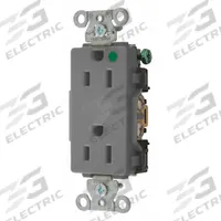 HUBBELL Receptacle: Hospital Grade Fed. Spec., Decorator Duplex, 5-15R, Gray, 125V AC, 15 A (MPN 2172GY)