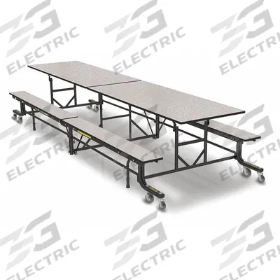 PALMER HAMILTON Cafeteria Bench Table: White Nebula, Bench Seat, 29 in Overall Ht - Bi-Fold Cafeteria Tables