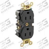 LEVITON Plugs and Receptacles: Duplex, 5-15, Black, 125V AC, 15 A, 2 Pole / 3 Wire (MPN 5262-E)