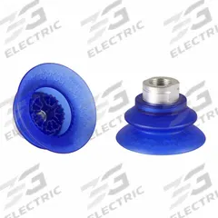 SCHMALZ Vacuum Pad Assembly: Bellows, 1.5 Folds, G3/8 in, 66 mm Pad Dia, Elastodur ED, Blue, 85 A (MPN 10.01.42.00004). Key specifications — attr1019101: 10.01.42.00004; attr1019103: SCHMALZ; attr1019107: 85 A.