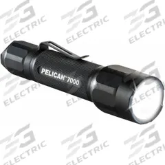 PELICAN Handheld Lights: 774 lm, 1.25 hr Run Time at Max. Brightness, 246 m Max Beam, Black (MPN 7000). Key specifications — Brand: PELICAN; Switch Location: Tail; Battery Requirements - Broad: Includes 2 CR123.