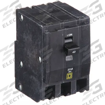 SQUARE D Miniature Circuit Breaker: 40 A, 120/240V AC, Three Phase, 22kA at 120/240V AC - QO Series, Plug-In Square D Miniature Circuit Breakers
