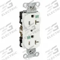 HUBBELL Receptacle: Duplex, 5-20, White, 125V AC, 20 A, 2 Pole / 3 Wire (MPN BR20WHIWR)