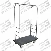 CSL Bellman Cart: 1 in Frame Dia, 43 in Overall Lg, 23 in Overall Dp, 72 1/2 in Overall Ht, Black (MPN 2000BK-050-BLK). Key specifications — Brand: CSL; Frame Finish: Chrome; Product Type: Bellman Cart; Caster Type: Polyurethane Swivel Casters.