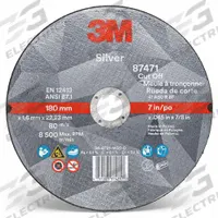 3M Abrasive Cut-Off Wheel: Type 1, 7" x 0.045" x 7/8", Ceramic, 60 Grit, Silver (MPN 87471). Key specifications — Series: Silver; Brand: 3M.