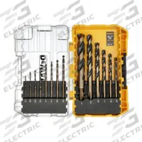 DEWALT Jobber Length Drill Bit Set: 14 Pc, 1/16" to 1/2", 135° Split Point, Black & Gold HSS (MPN DWA1184). Key specifications — attr1236168: ToughCase®+.